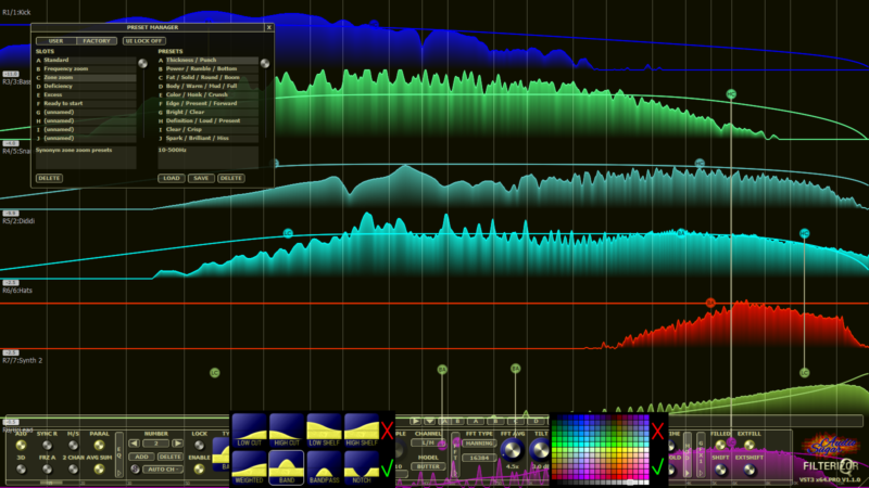 Filterizor 2D 3D multi channel equalizer filter effect audio plug-in VST VST3 AU AAX Free dialogs